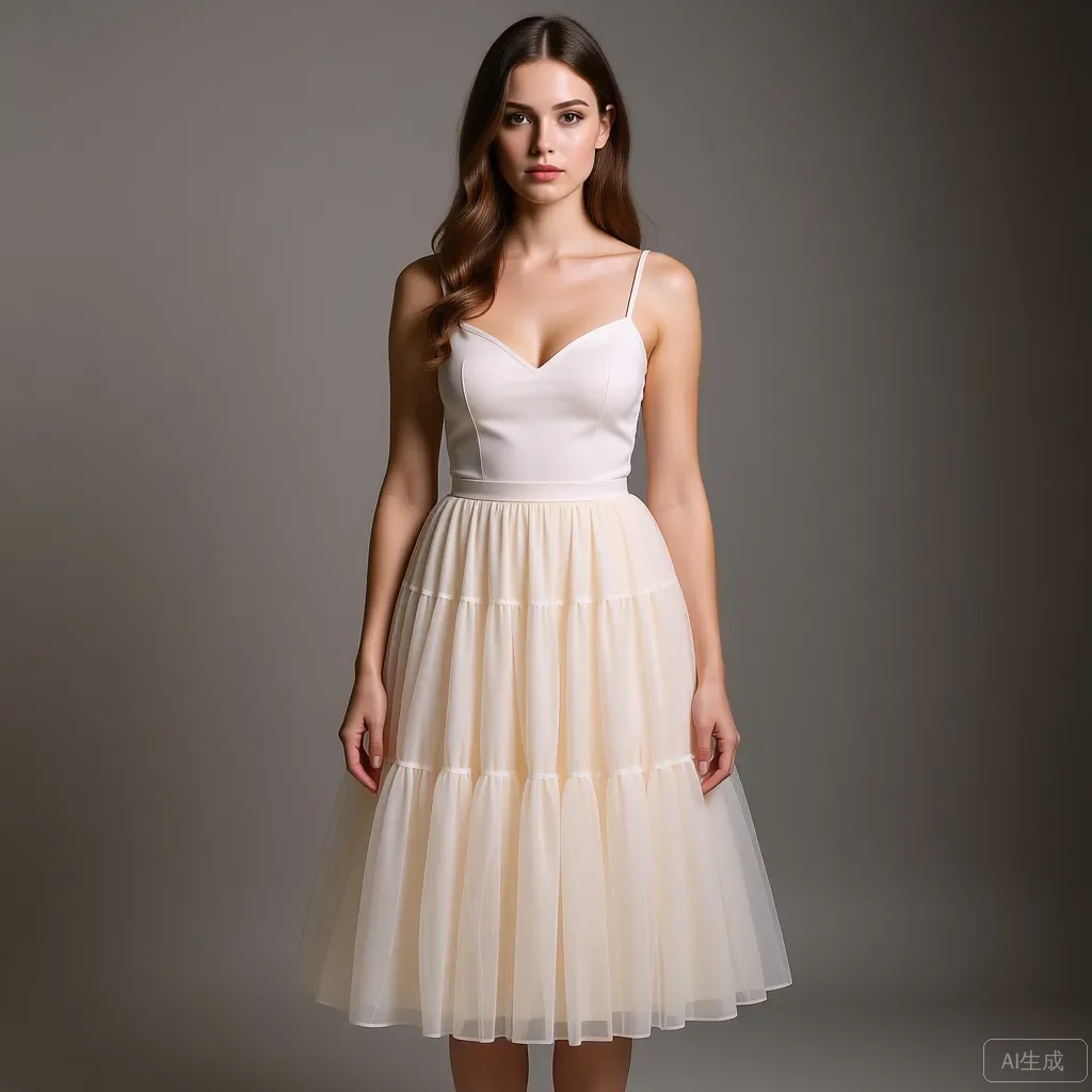 

Ivory Tiered Tulle Midi Skirt High Waist Romantic Ruffled Layers Sheer A‑Line Design Trending Barbie Skirt Summer Skirts Pretty