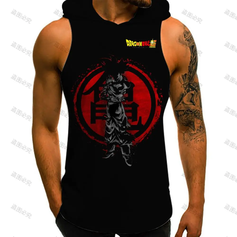 Men Tank Top Dragon Ball Z Mens Muscle Vest With Hood Y2k Clothes Sleeveless Gym Shirt New Trend High Street Bodybuilding 2026