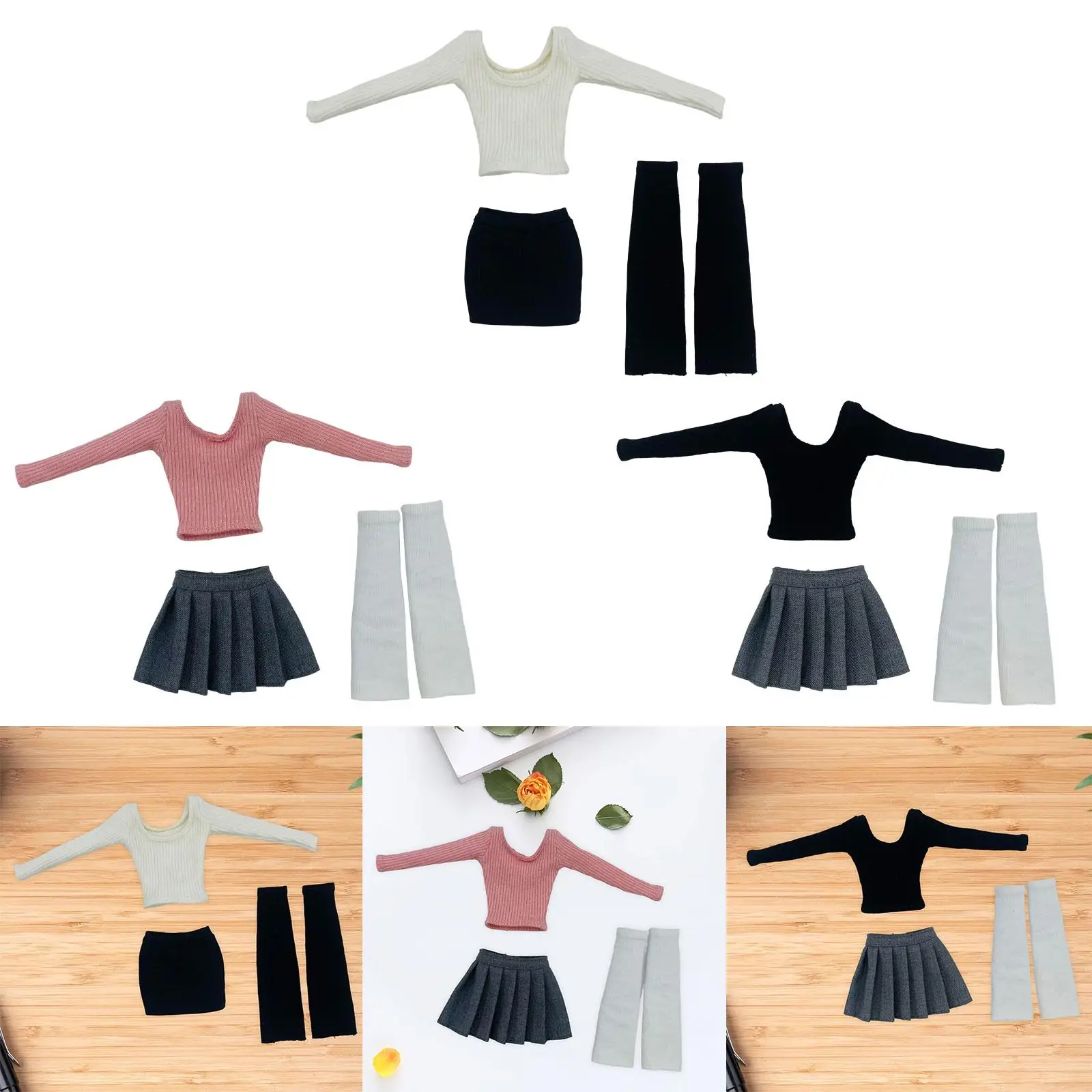 1:6 Scale Female Action Figure Tube Top Long Sleeve Outfit for 12'' Doll
