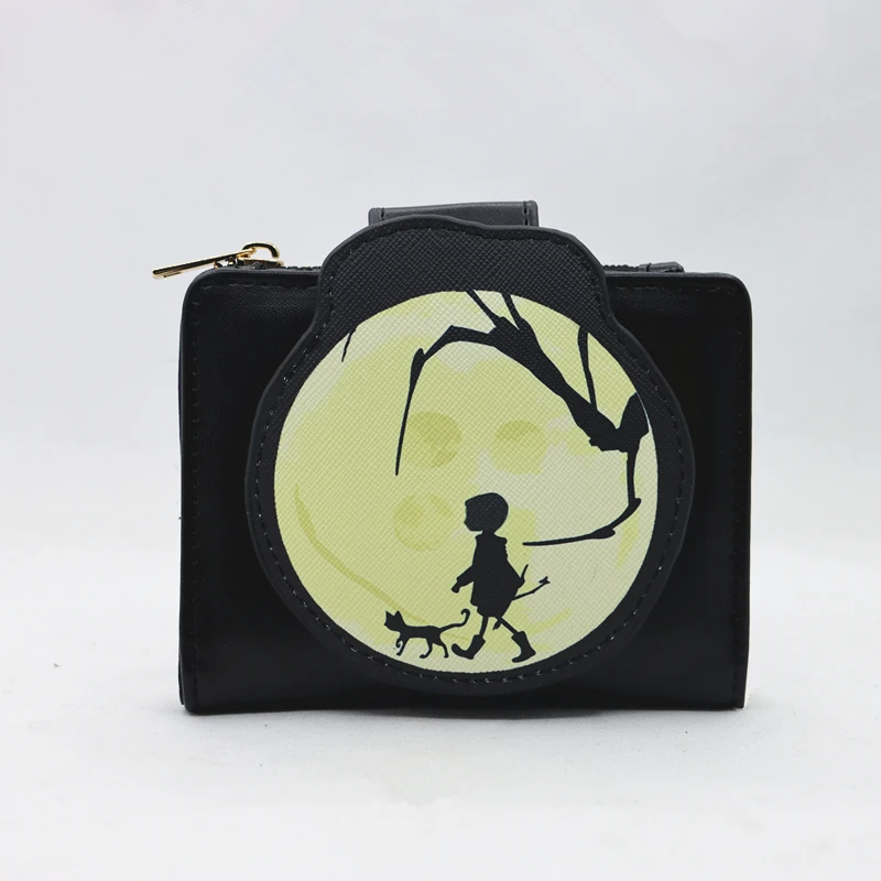 

Мини-кошелек с клапаном Coraline Jones с силуэтом луны, карман на молнии, кошелек для монет, держатель для карт, кошелек из искусственной кожи