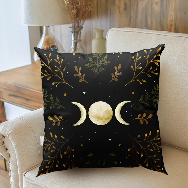 Triple Moon Phase Flower Cushion Case Pillowcase Home Sofa Office Cushion Pillow Cushion Cover Wholesale Art Home Decoration