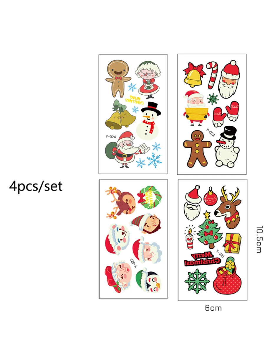 Autocollant de tatouage de Festival de cadeau de noël, tatouage d'animaux pour personnes sur le visage, le corps, le bras, décoration de maquillage de fête