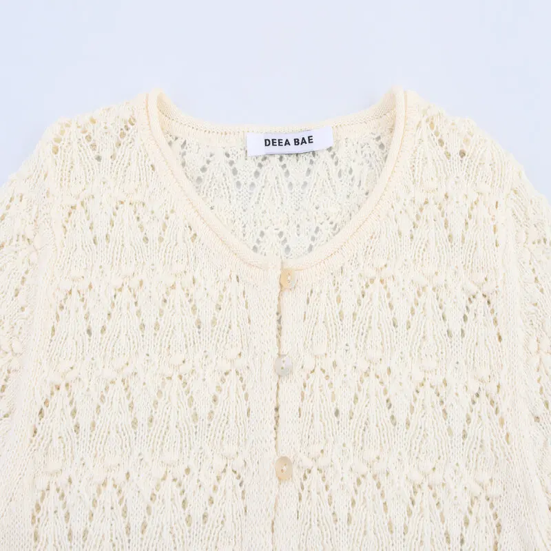 

Romantic Splice Knitted round Ne ort Sve Women's Top for 2025 Summer New Arrival Commute Sle Regular Length