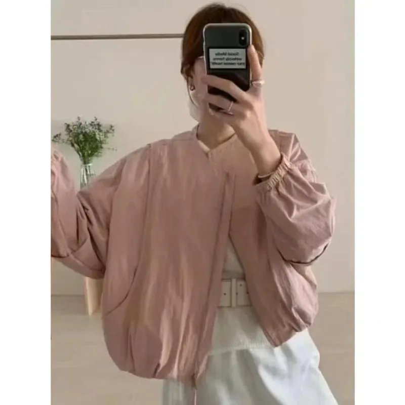 Women's Spring Autumn Zipper Round Neck Top Jacket Baseball Jersey Short Casual Design Premium Comfortable Versatile Trend Bran