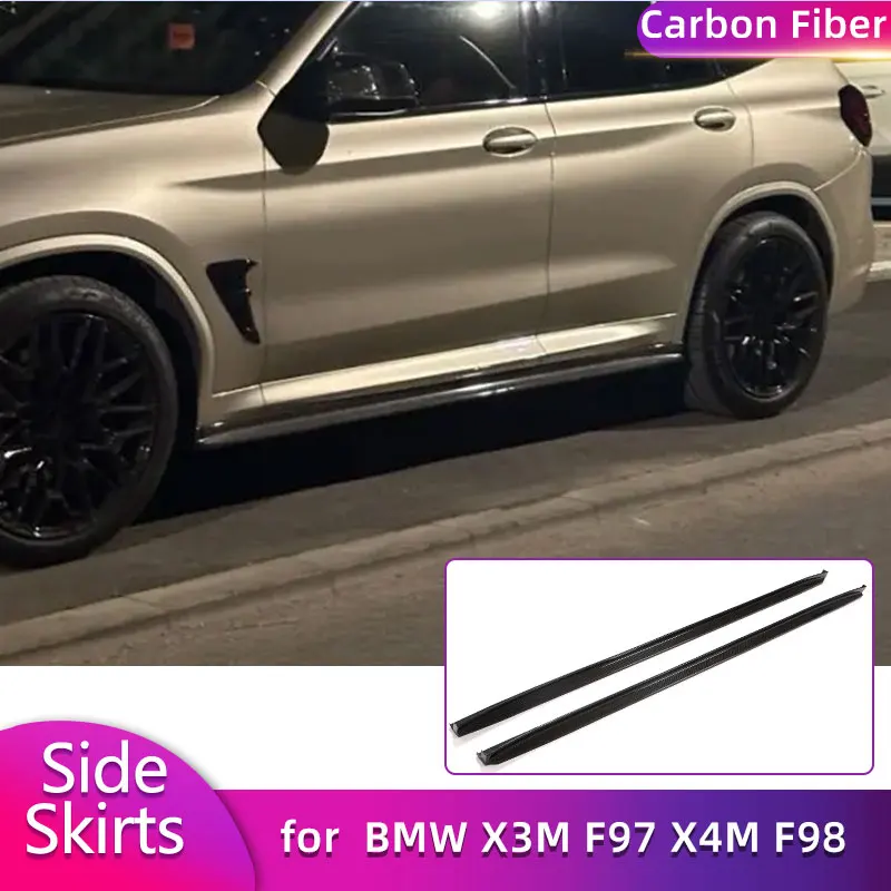Kit de carrocería de faldas laterales de coche para BMW X3M F97 X4M F98 M40i Sport 2019-2021 faldas de parachoques de puerta lateral de fibra de carbono extensiones delantal labio
