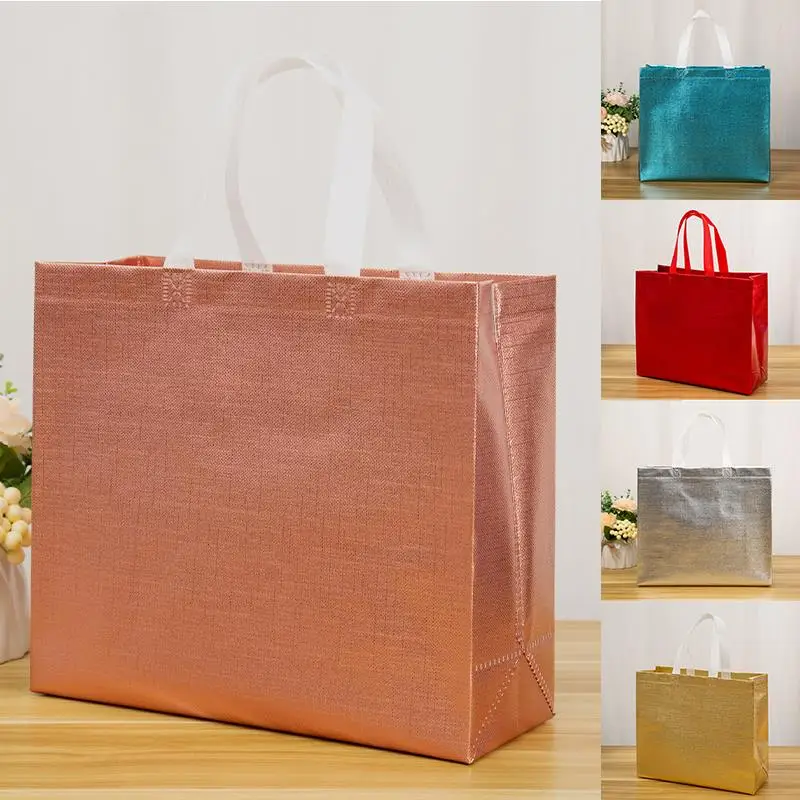 Embossed Shopping Pouch Laser Non-woven Fabric Takeaway Bag Shopping Bag Grocery Bag Eco Bag Waterproof Film Coated Portable