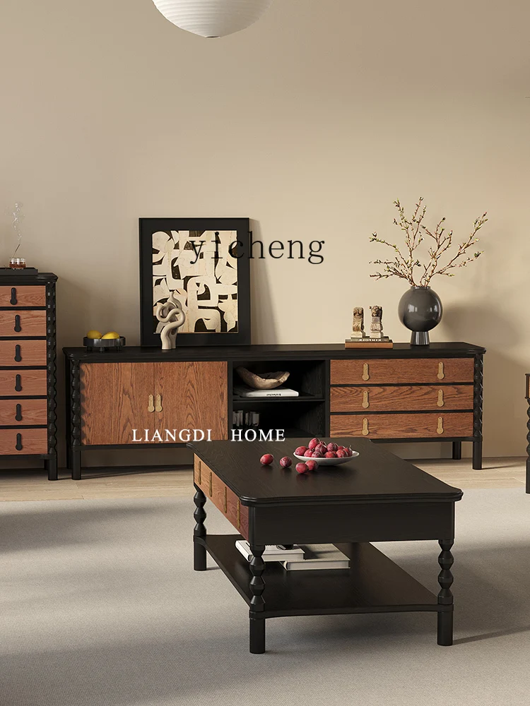 

LSL solid wood TV cabinet living room coffee table TV cabinet combination locker