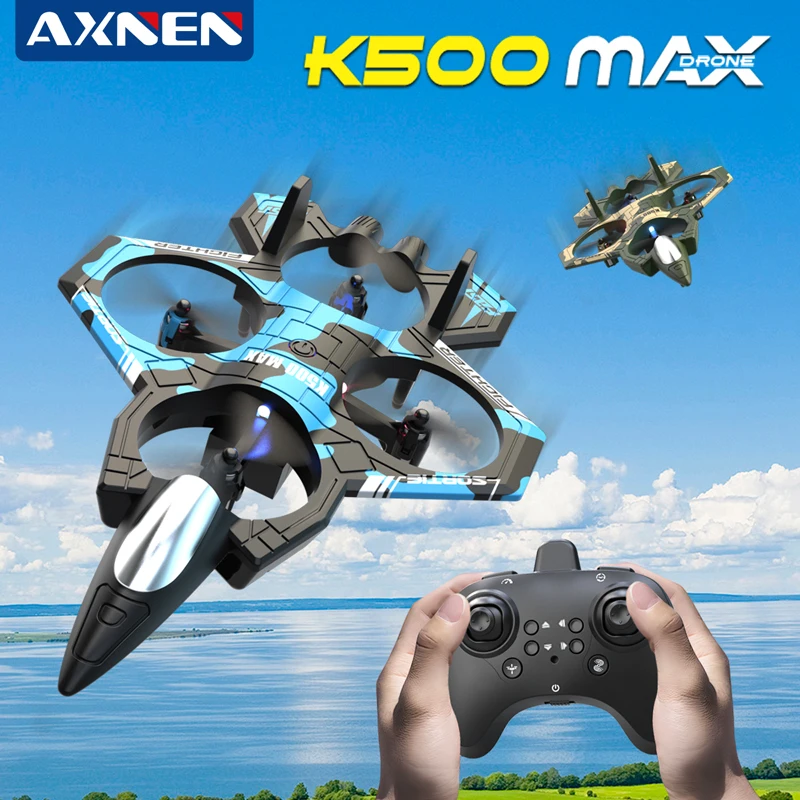 AXNEN K500 MAX RC Plane Fighter 2.4G Remote Control Stunt Glider 360° Rolling Flight Flying EPP Foam Airplane with LED Toys Kids