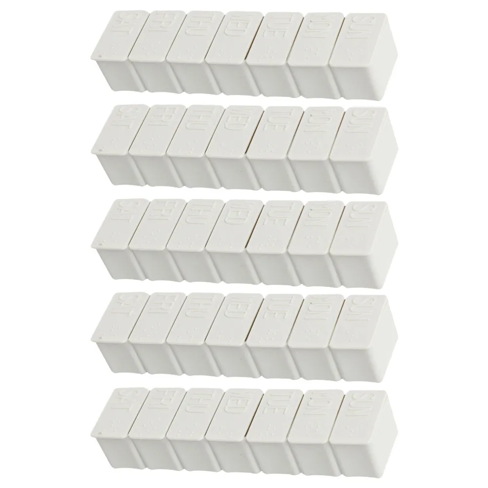 5Pcs Mini Pill Boxes Weekly Portable 7-Day Pill Organizer with Braille Labels Safe PP Material Lightproof Travel Home Use