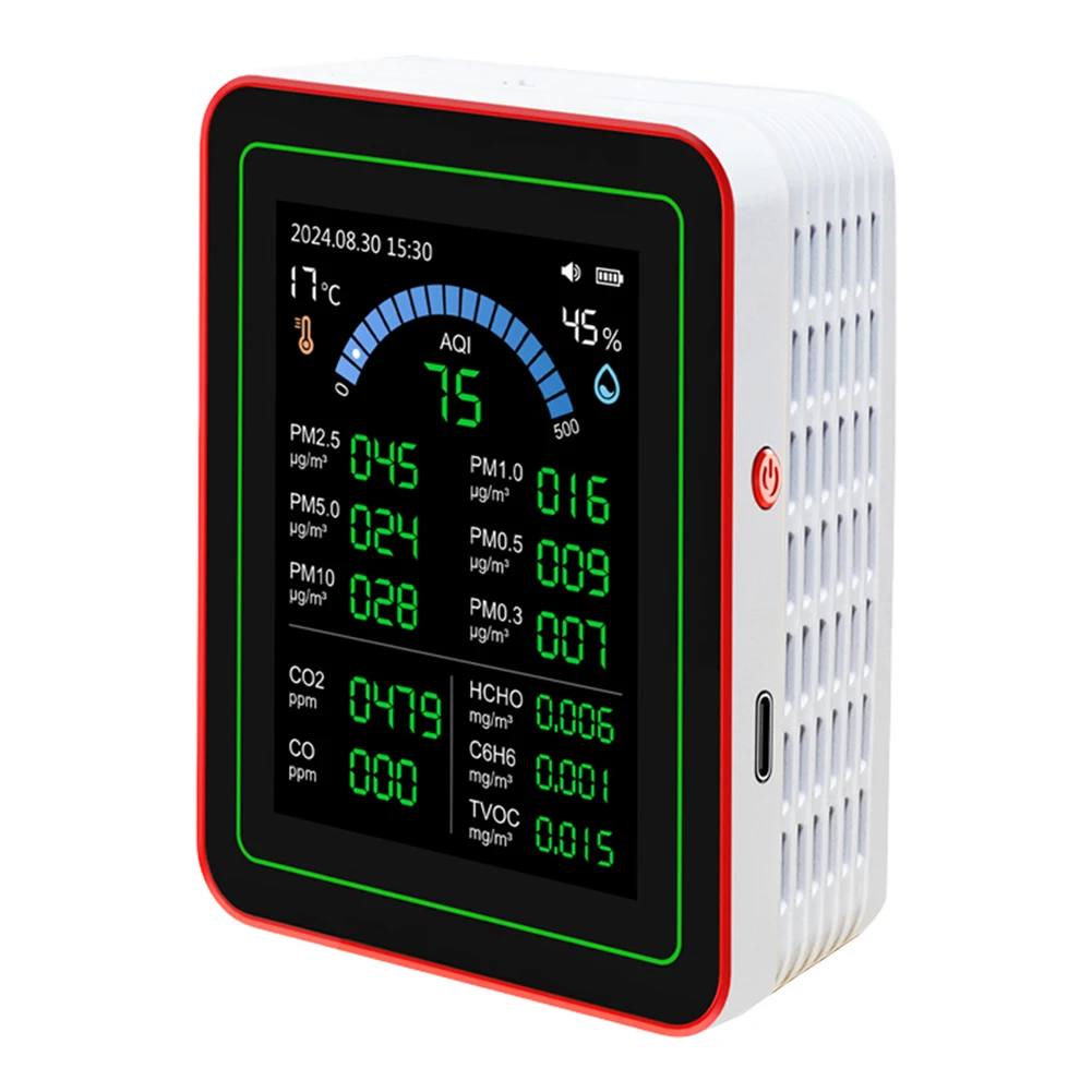 Sensores de Monitor de calidad del aire 18 en 1, detección de CO2 PM2.5/PM10 HCHO TVOC, Detector profesional de calidad del aire para el hogar, Hotel, oficina y coche