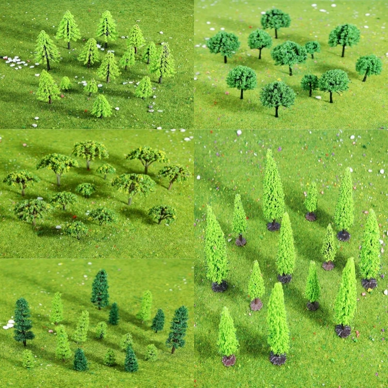 20 pçs plástico em miniatura jardim de fadas árvore planta ornamento em miniatura casa de bonecas vasos musgo bonsai micro paisagem diy decoração do jardim