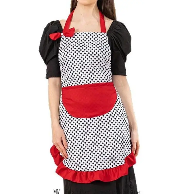 Tabliers cuisine D0ub Bowknot tabliers avec des poches pour cuisson du jardinage