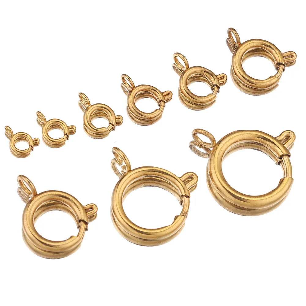 10pcs Stainless Steel Gold Round Lobster Clasp Open Jump Ring Connector Parts Locks for Jewelry Creation Making Accessories Diy