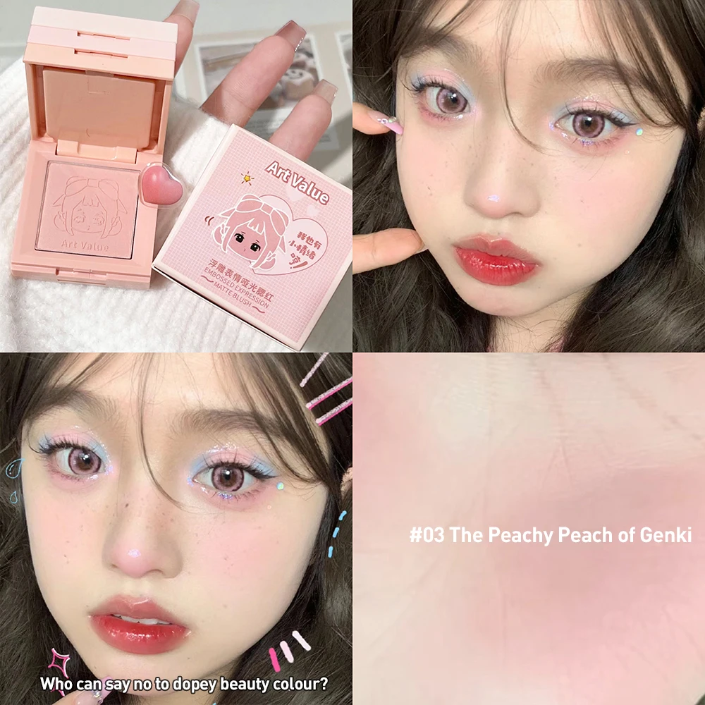 4-in-1 กรณีแต่งหน้า Palette Blush Matte Mineral Powder ยาวนาน NATURAL Cheek Contour Tint 4 สี Face Blush เครื่องสําอางเกาหลี