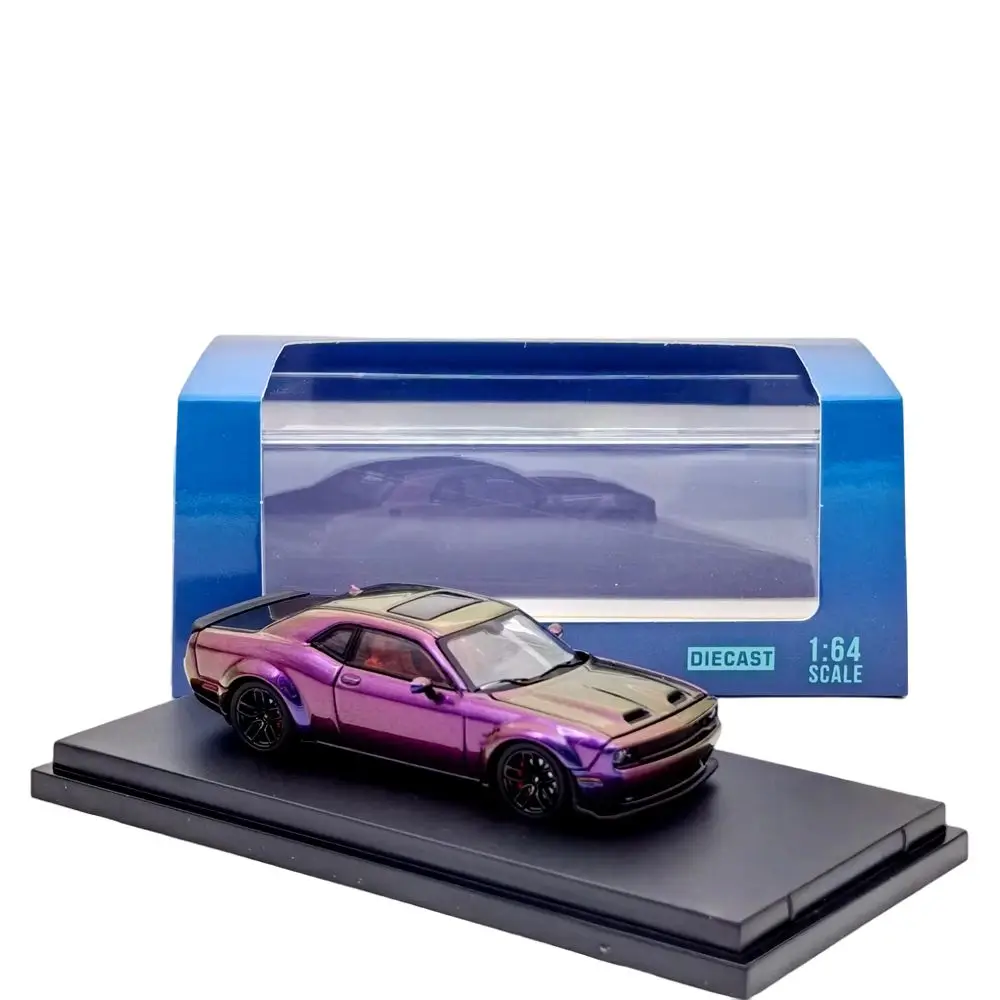 نموذج سيارة Stance Hunters 1:64 متدرج أرجواني للعضلات الرياضية - مجموعة محدودة، 14+، قطعة عرض قابلة للجمع SH