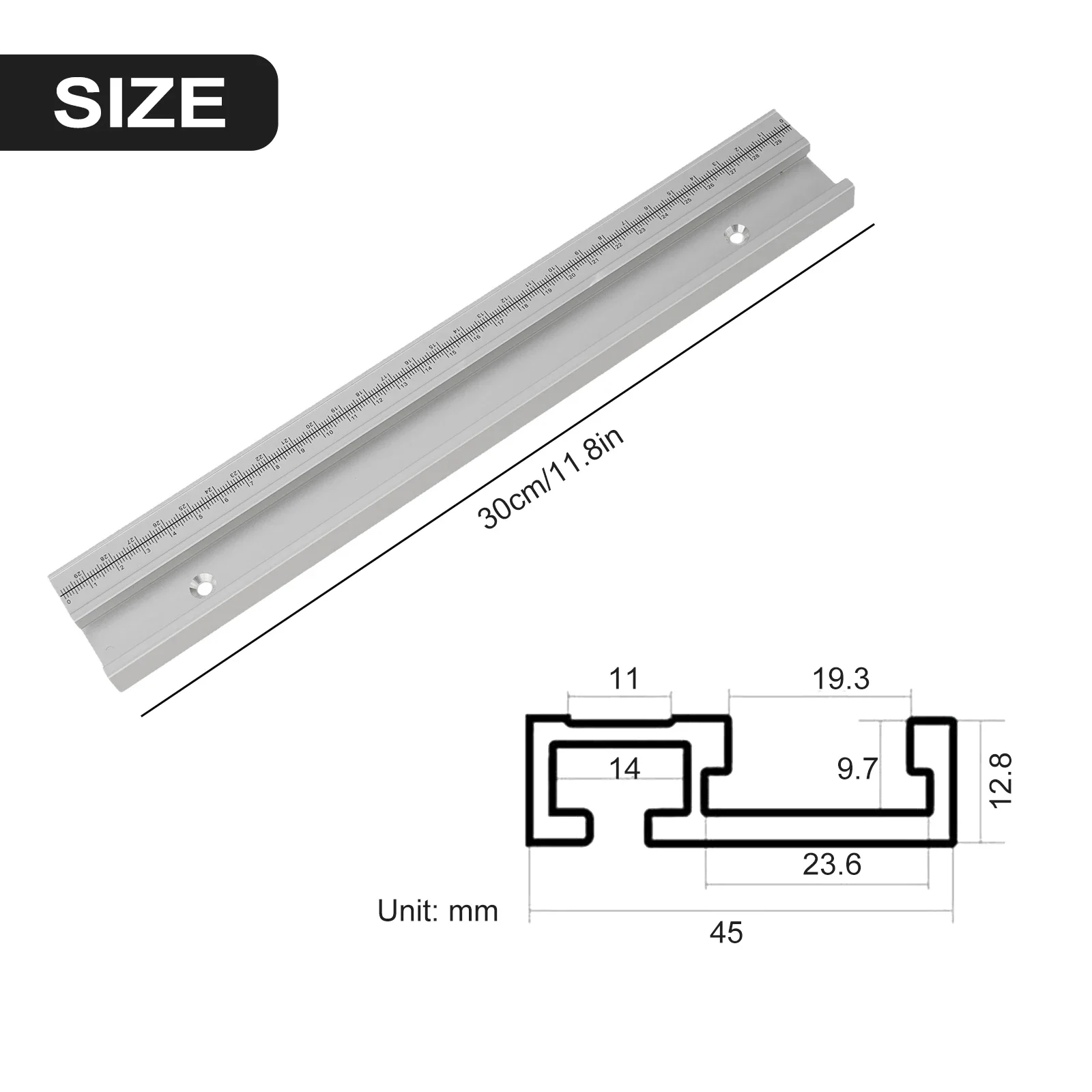 Woodworking Chute Rail T-track With Scale T-slot Miter Track Jig T Screw Fixture Slot Table Saw Router Table DIY Tools 30-50cm