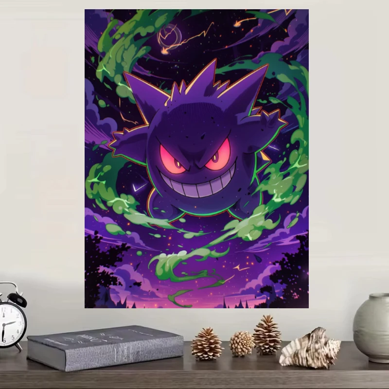 Cartoon P-Pokémon G-Gengar Anime Oil Painting By Numbers on Canvas Home Decor for Living Room Bedroom Handmade Gift view 5