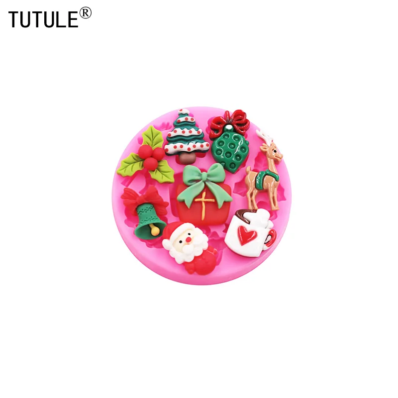 Christmas deer Strawberries Silicone Mold Santa foliage Fondant Sugar Cupcake Craft Molds drop glue decorative epoxy resin Mold