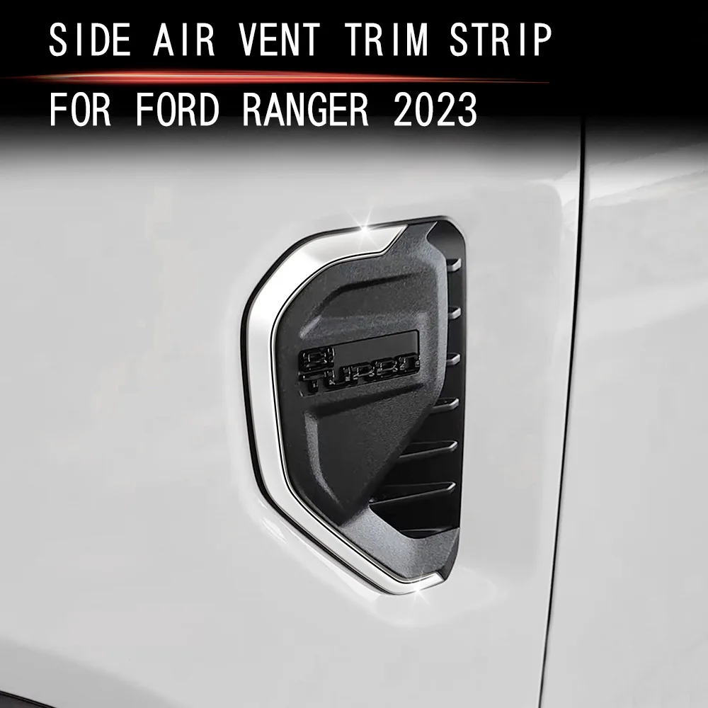 For Ford Ranger 2023 2024 ABS Chrome Car Side Logo Cover Trim Front Side Air Vent Fender Grille Cover Trims Car Styling
