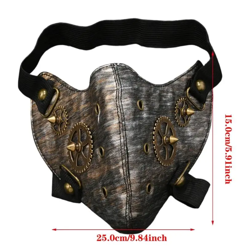 652F قناع الوجه Steampunk للجنسين خفيف الوزن من البولي يوريثان للحفلات الموسيقية والمناسبات