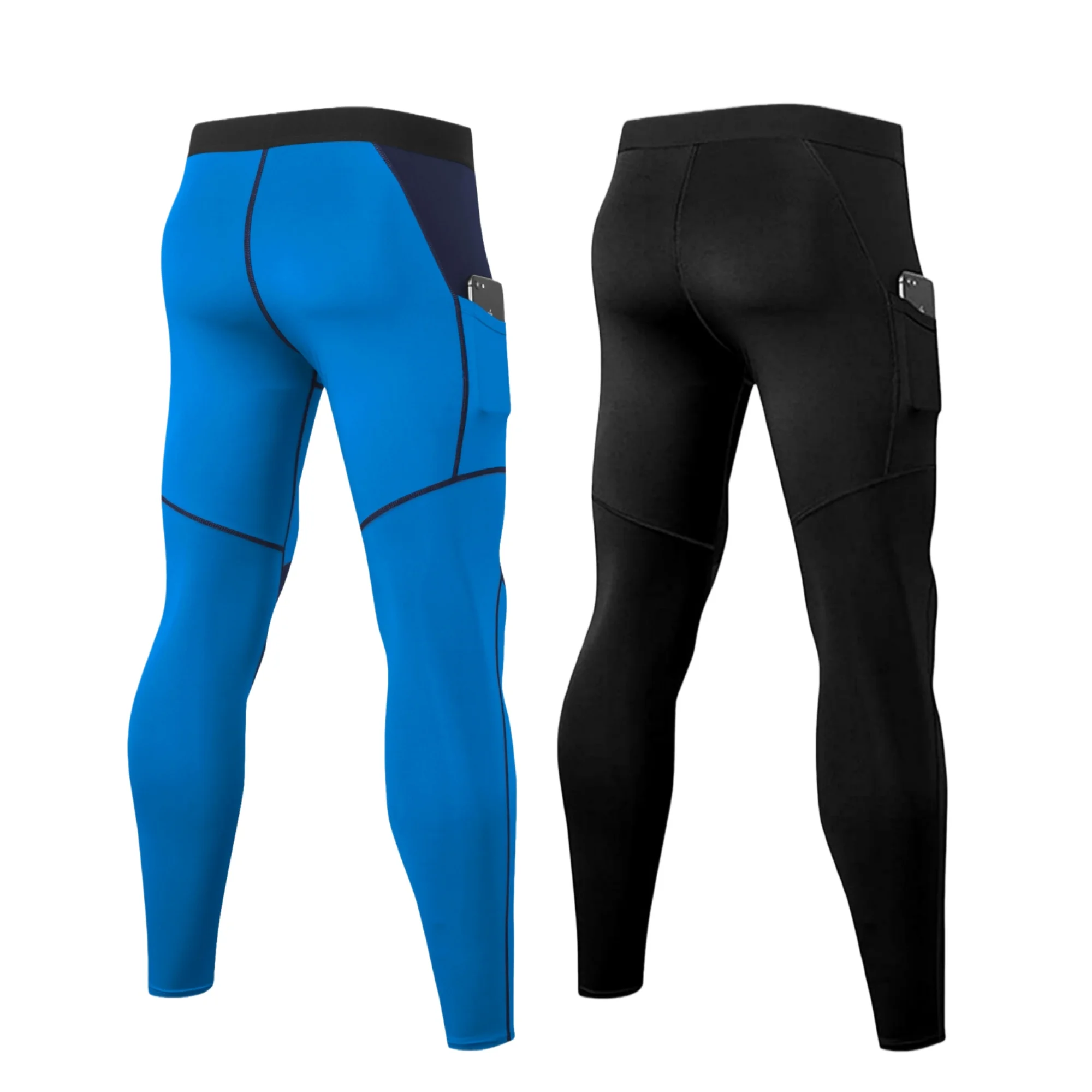 2 Pack Men Compression Pants Workout Running Basketball Compression Tights Gym with Pockets Quick Dry x