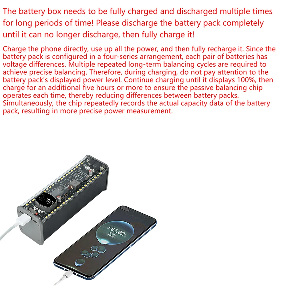 PD100W Hochleistungs-Powerbank-Gehäuse, lötfreier 8-Zellen-21700-Batteriehalter, DC-Spannungsregelung, hochhelle LED-Außenleuchte – Detail 7