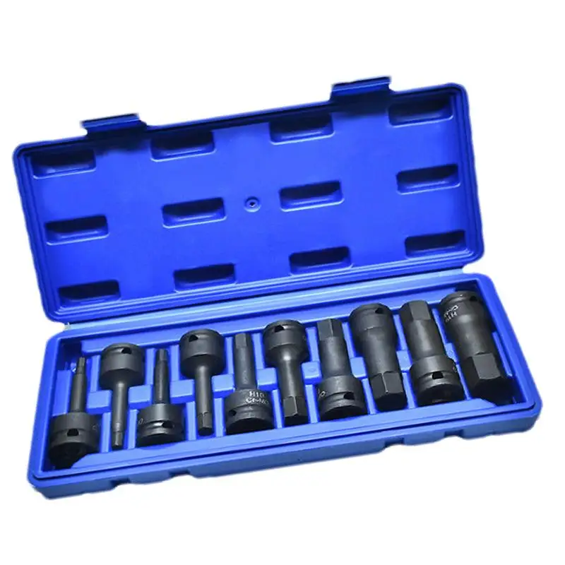 

Impact Drive Socket Kit Driver Bits Hex Shank Screw Driver Bit 10 Pcs Socket Set Long Chromoly Steel Drill Bits Hand Tools Kit