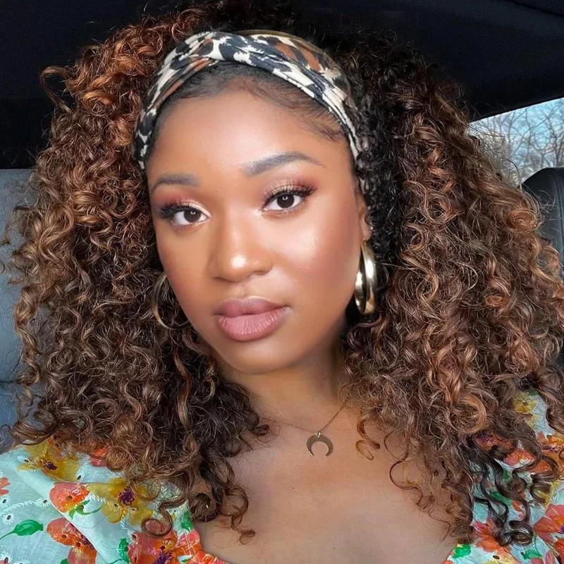 

Headscarf African Fashion Black Ice Headband Short Curly Hair Hand-Wrapped Small Curls High-Temperature Silk Wig Headpi