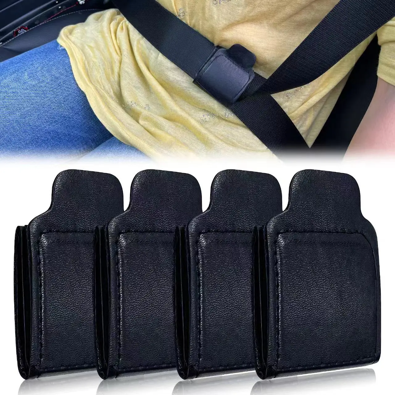 Car Seat Belt Adjuster PU Leather Seat Belt Limiter Fixed Clip Anti-stretching Neck Belly Child Protection Car-Styling