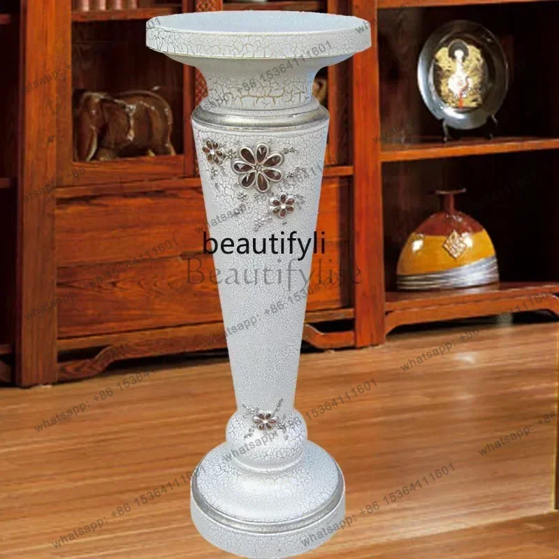 Factory Direct Living room floor-to-ceiling flower stand ornament Roman column decoration European bonsai shelf green dill flowe