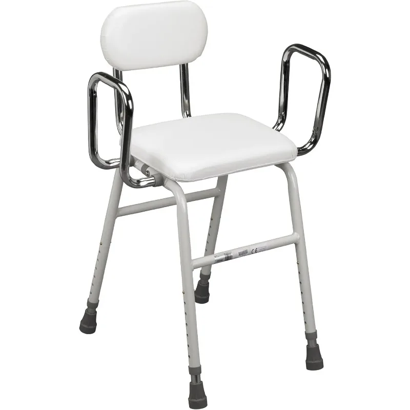 

12455 Adjustable Height Stool with Back and Arms White