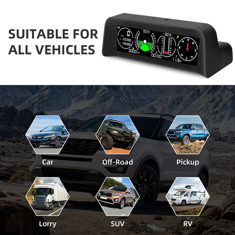 X90 4 In 1 Head Up Display Smart Slope Meter MPH KM/H Inclinometer Compass Altitude Meter Digital GPS Speedometer