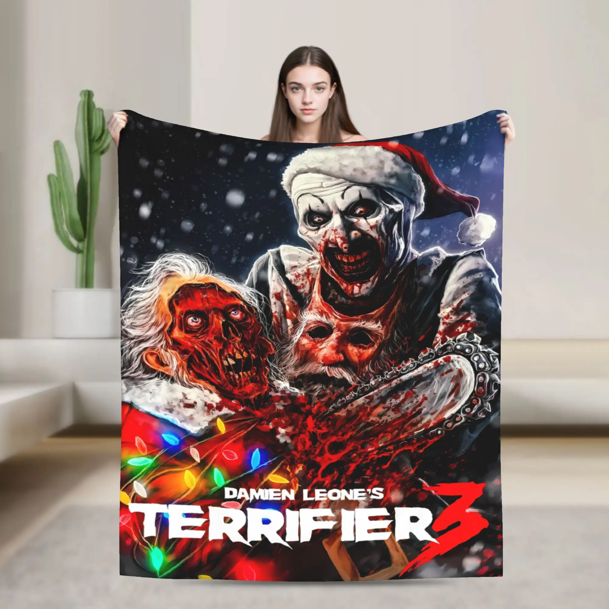 Terrifier Movie Blanket Quality Soft  Throw Blanket Autumn Kids Adult Outdoor Print Bedspread