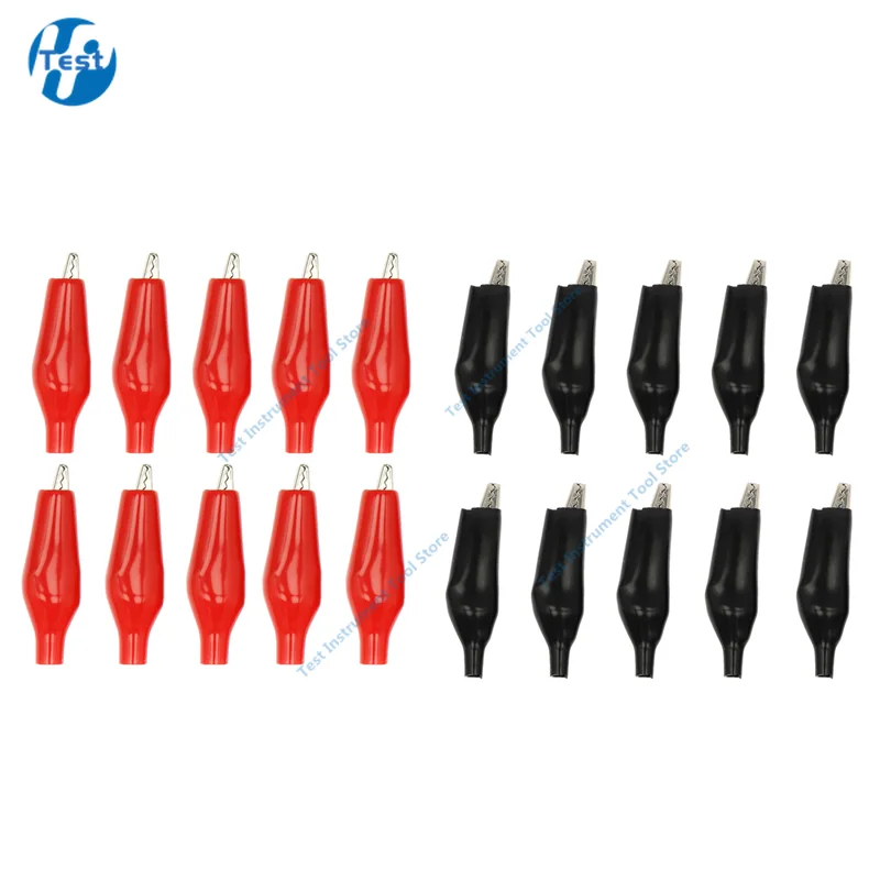 20 Pcs 28MM Black Red Yellow Blue Green White Soft Plastic Coated Testing Probe Mini Alligator Test Clips