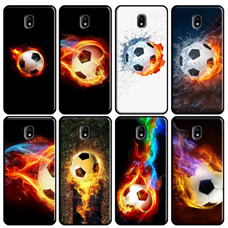 Fire Football Soccer ball Cover Samsung Galaxy A3 A5 2016 J1 J3 J4 J5 J6 J7 2017 J2 Core J8 A9 A8 A6 2018 Coque