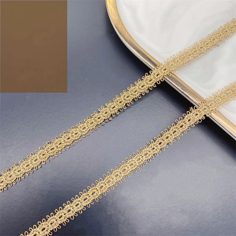 19 Yards Rose Gold Venice lace trim Gold thread trim Metallic for Craft sewing Doll dress Dance Costume Design clothing Veil