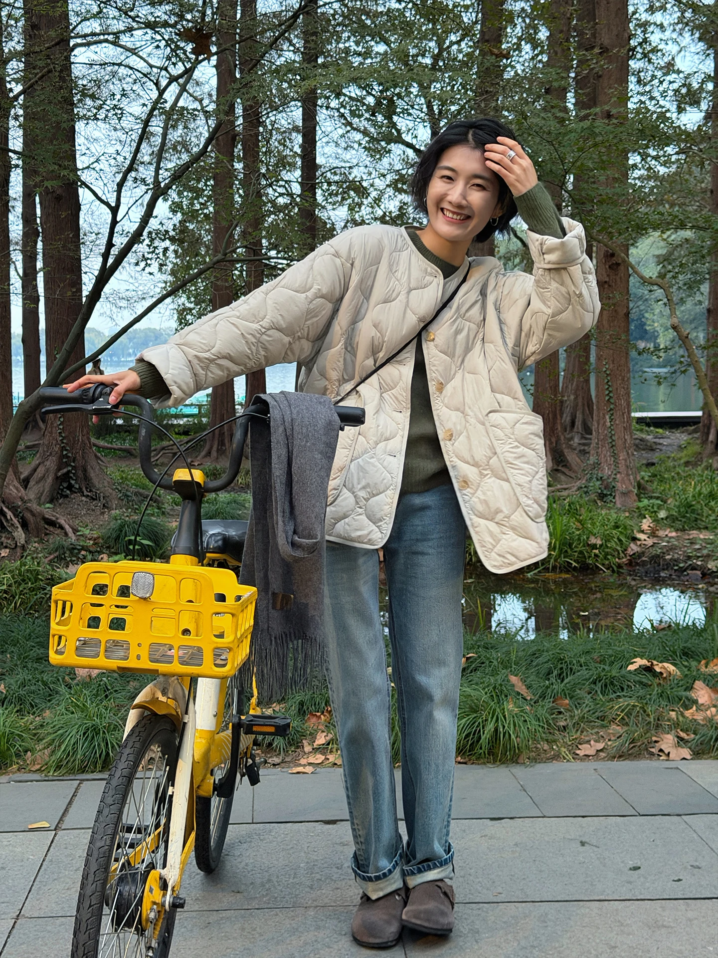 

Warm Lightweight Cotton Jaet round Ne Loose Outerwear for Women Langqing Tong Brand Commute Sle Straight Tube pe