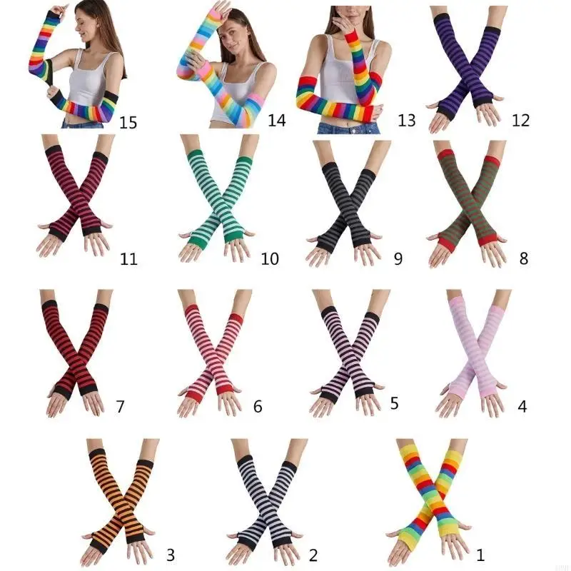 Găng tay Stripe Rainbow 49mf cho phụ kiện tiệc Giáng sinh nữ