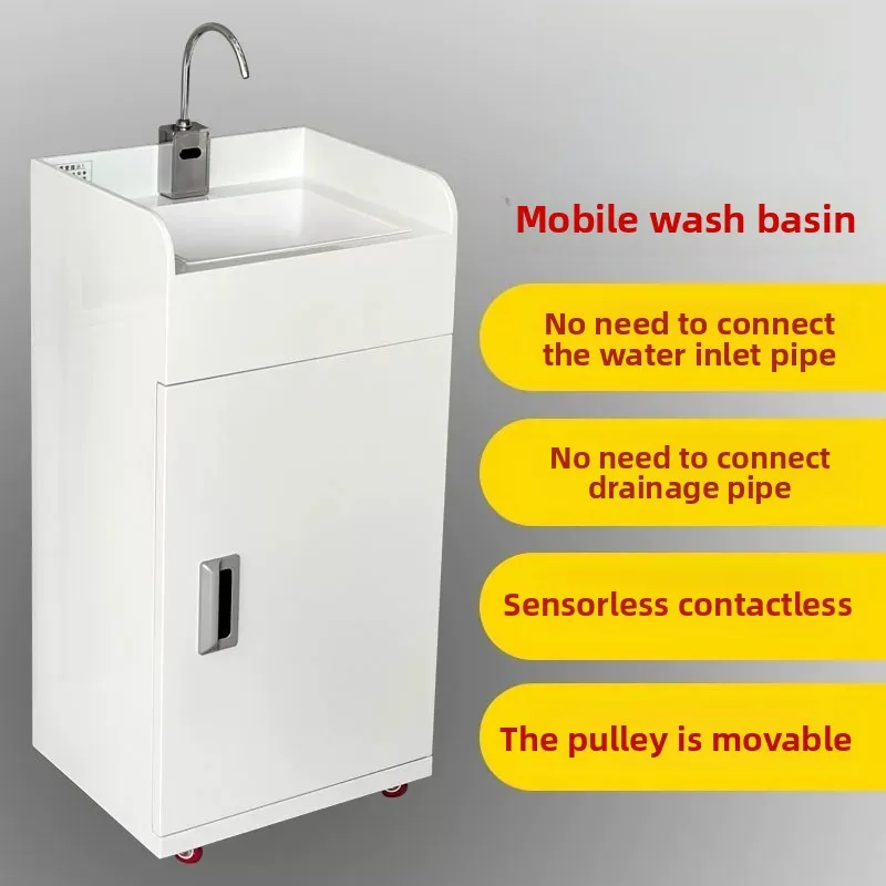 Mobile Hand Wash Station with Heating – Portable Sensor Sink, No Plumbing Needed, Storage Water Basin for Beauty Salon