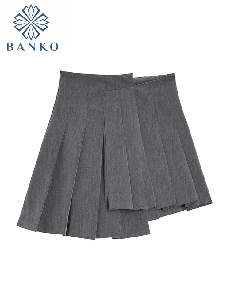 Japanese Preppy Style Gothic Pleated Skirt Women Asymmetrical Design Short Skirts Fashion Trend Punk Streetwear Sexy Bottoms Y2k