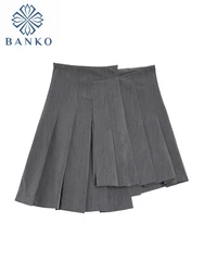 Japanese Preppy Style Gothic Pleated Skirt Women Asymmetrical Design Short Skirts Fashion Trend Punk Streetwear Sexy Bottoms Y2k