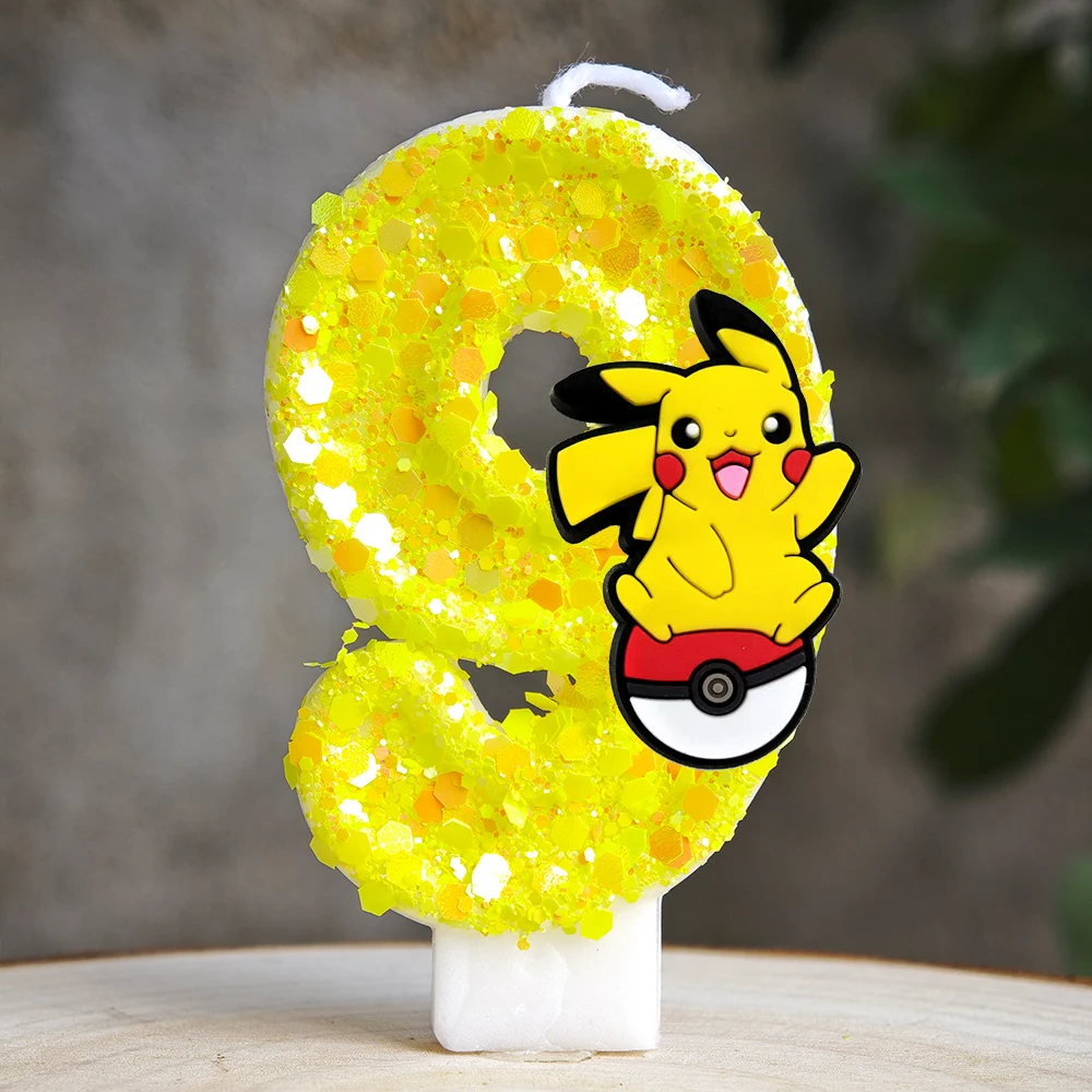 Pokemon Pikachu Kerze Cartoon 0-9 Nummer Geburtstagskerze Kind Babyparty Geburtstag Plug-in Kuchen Party Charakter Geschenkzubehör