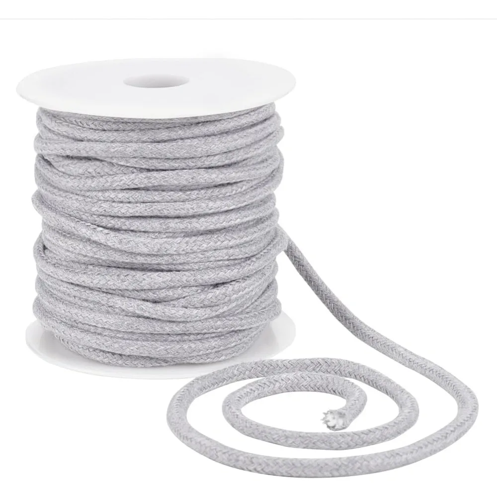 27.34 Yards Light Grey Drawstring Replacement Rope 6mm Polycotton Soft Drawstring Cord Replacement with Plastic Spool