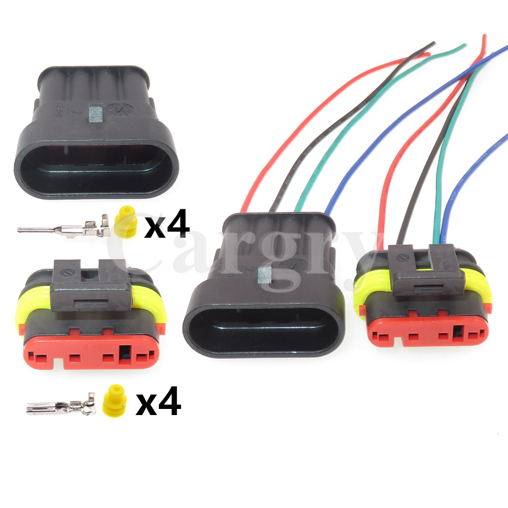 

1 Set 4P 282106-1 282088-1 Automobile Wire Harness Socket Car Waterproof Connector Auto Starter Male Female Plug