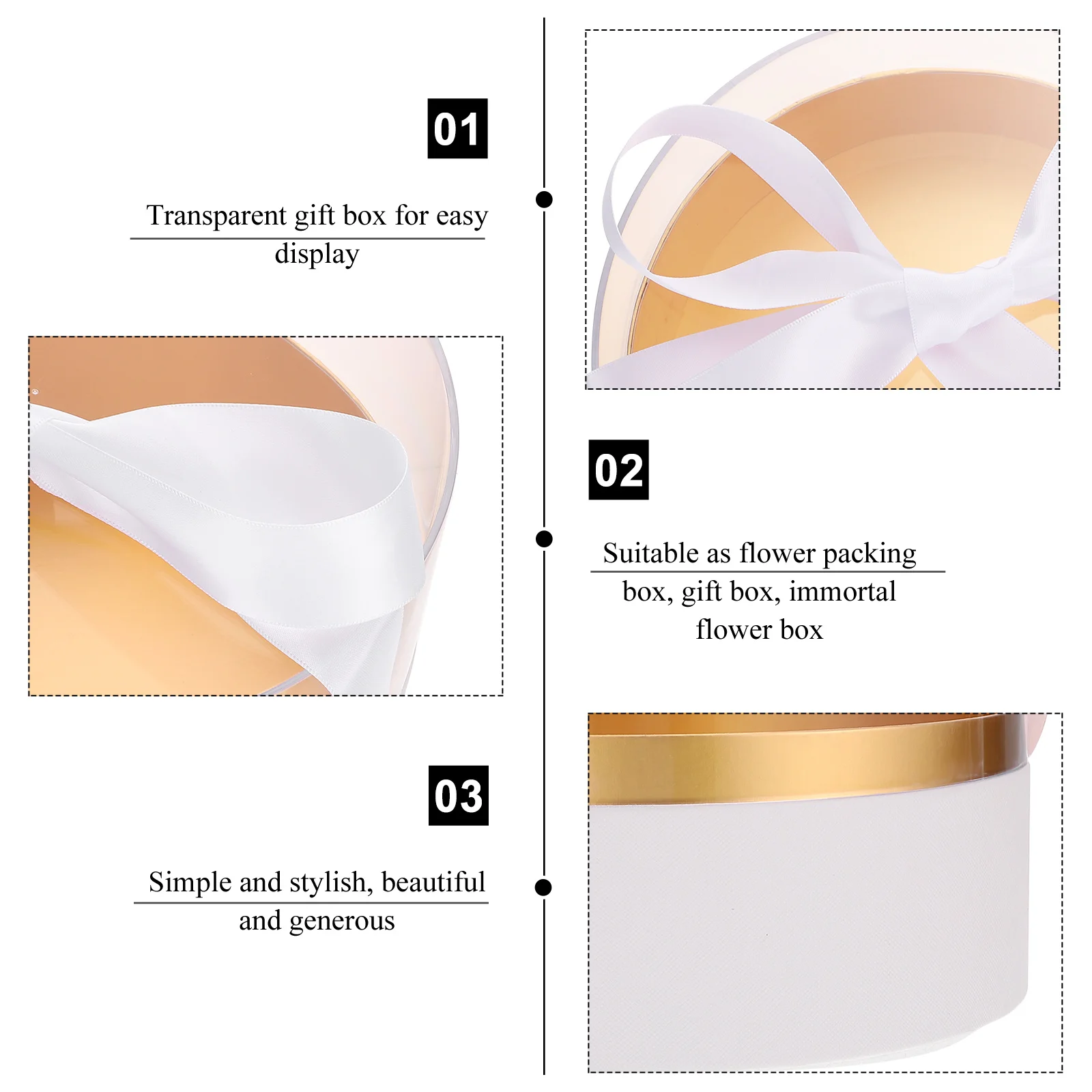 

Transparent Lid Clear Acrylic Flower Box Round Design Preserved Rose Gift Box for Flower Arrangements Wedding Supplies Party