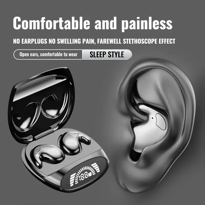 Ultrathin Sleep Invisible Earbuds,Wireless Bluetooth Headphones,IPX5 Waterproof Sports Headsets,With Mic  HiFi Music Earphones