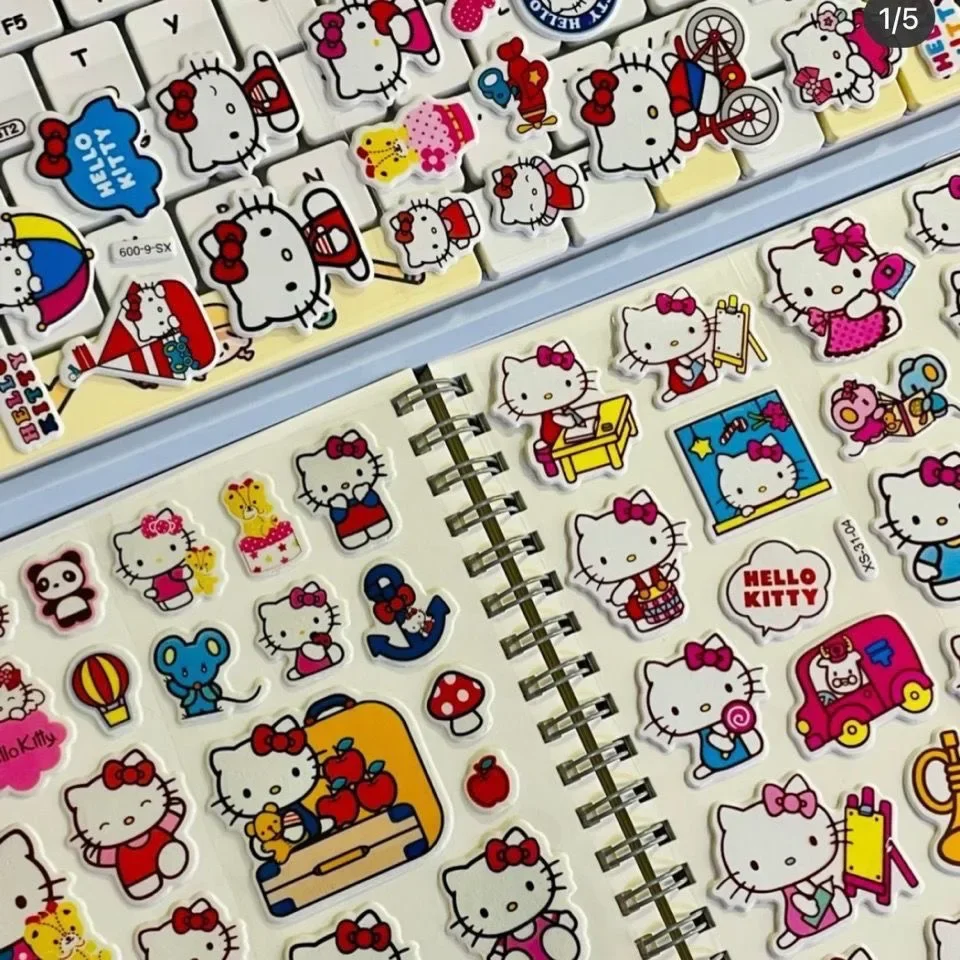 12pcs Steets Kawaii Sanrio Hello Kitty Bubble Stickers Cute Three-Dimensional 3D Stickers Cartoon Kids Toys Gift DIY Decals
