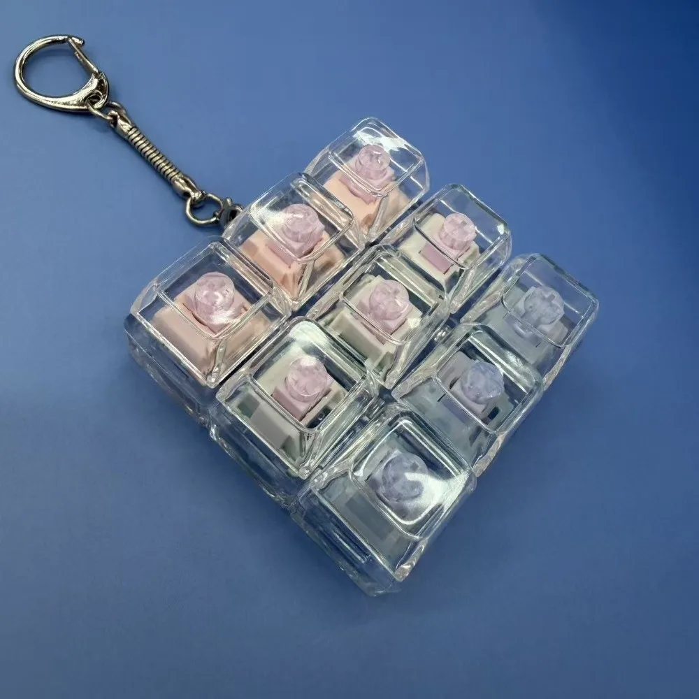 New 1/2/3/4/9 Keys Keyboard Keychain Transparent Pass The Time Keycap Keychain Key Button Stress Relief Pinch Toy Adult