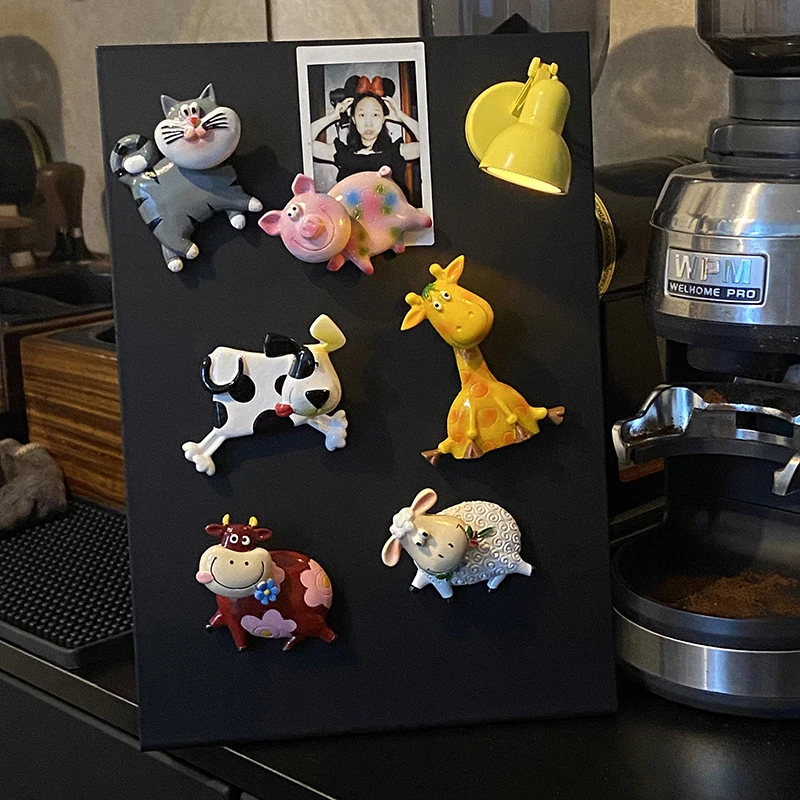Cartoon Shaking Head Animal Refrigerator Magnet Message Board Resin Magnetic Sticker Refrigerator Decoration Photo Wall Toy Gift
