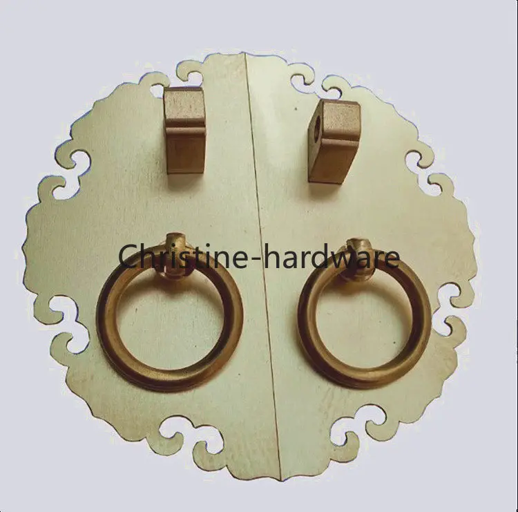 Antique Chinese Ming and Qing cabinet door accessories,classical furniture cabinet decoration,Ruyi head round pure copper handle